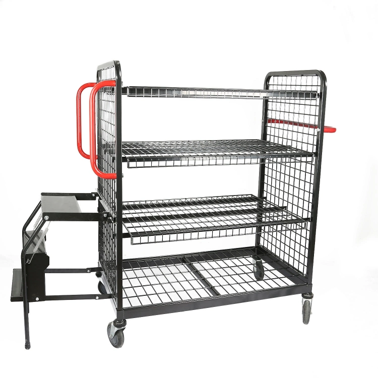 Moveable Warehouse Order Picking Trolley Logistic Step Ladder Cart