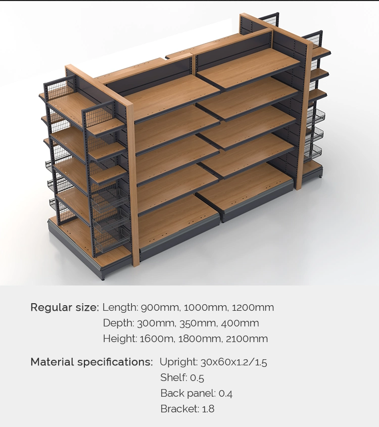 Wooden Convenience Gondola Retail Shelving Store Shelf