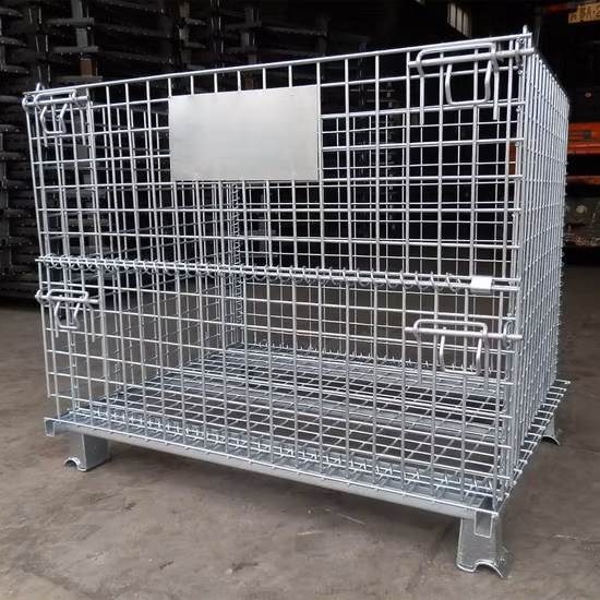 Foldable Wire Mesh Steel Warehouse Metal Roll Storage Container Cage for Warehouse Storage