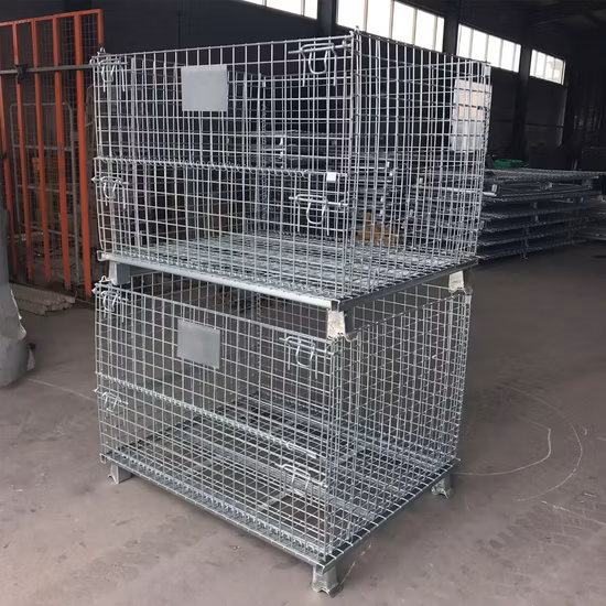 Foldable Wire Mesh Steel Warehouse Metal Roll Storage Container Cage for Warehouse Storage
