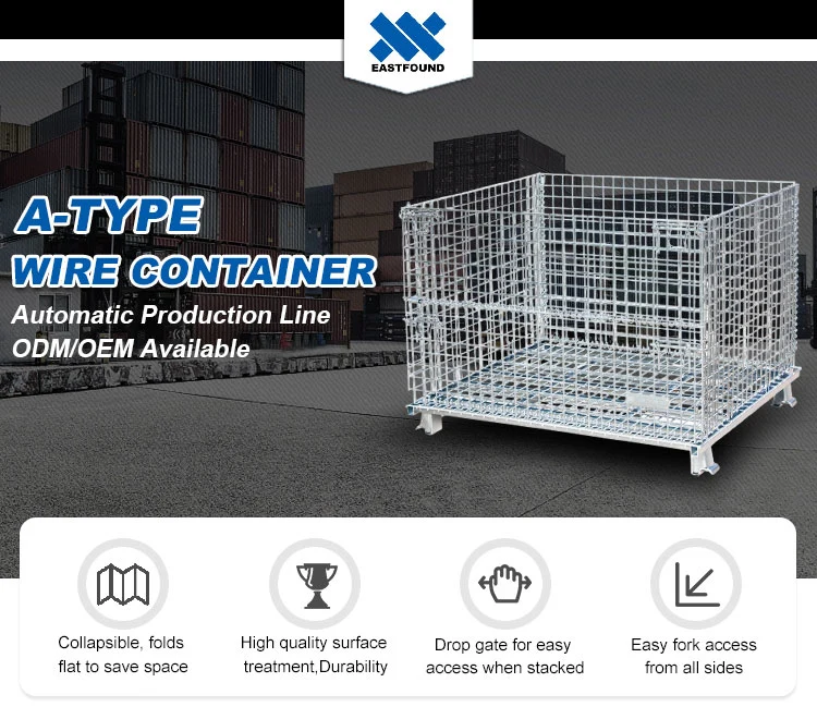 Folding and Rolling Storage Basket Locking Storage Cage Steel Mesh Cage